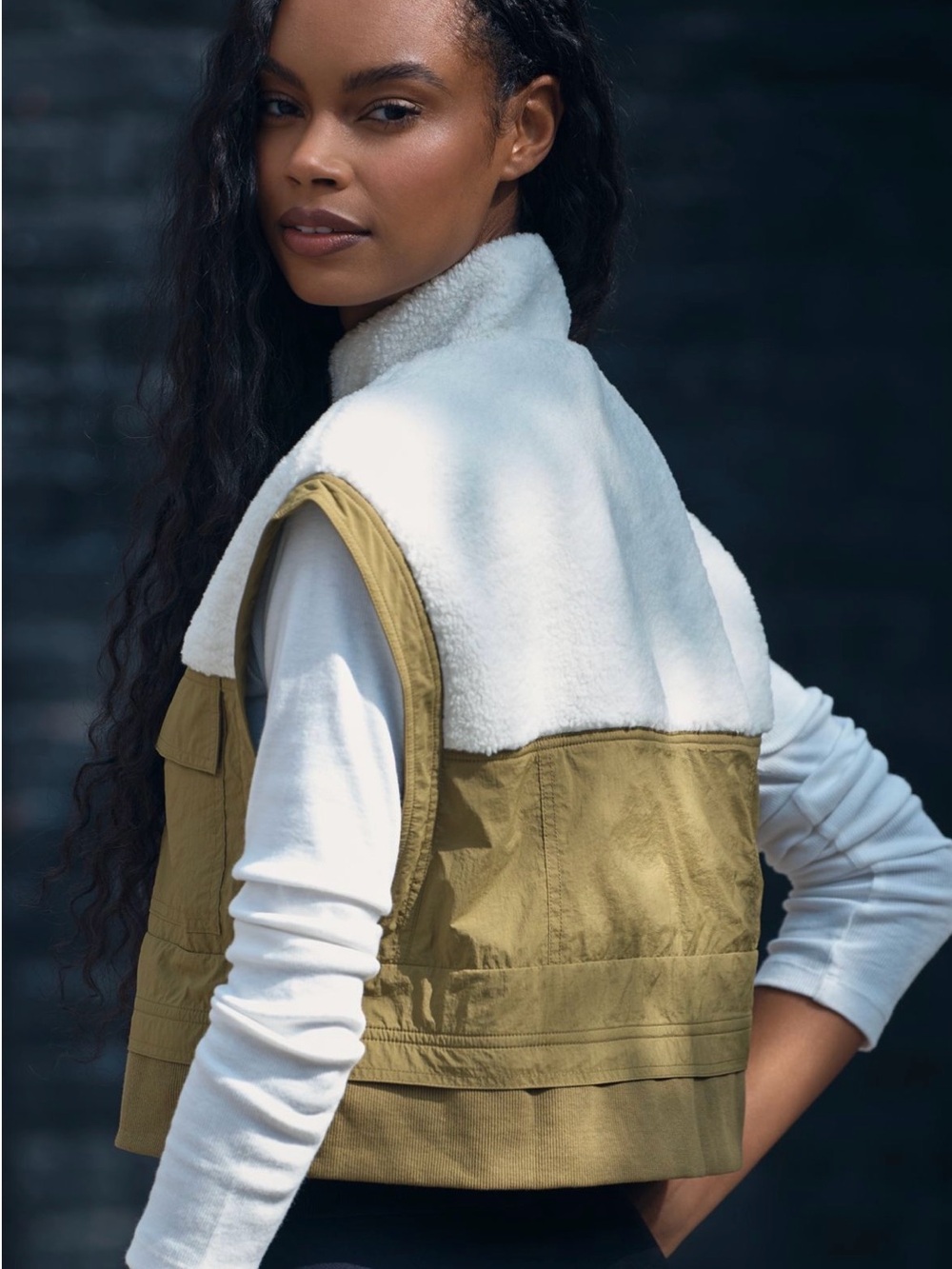 Daily Practice by Anthropologie Gear Check Vest in Cream and Moss